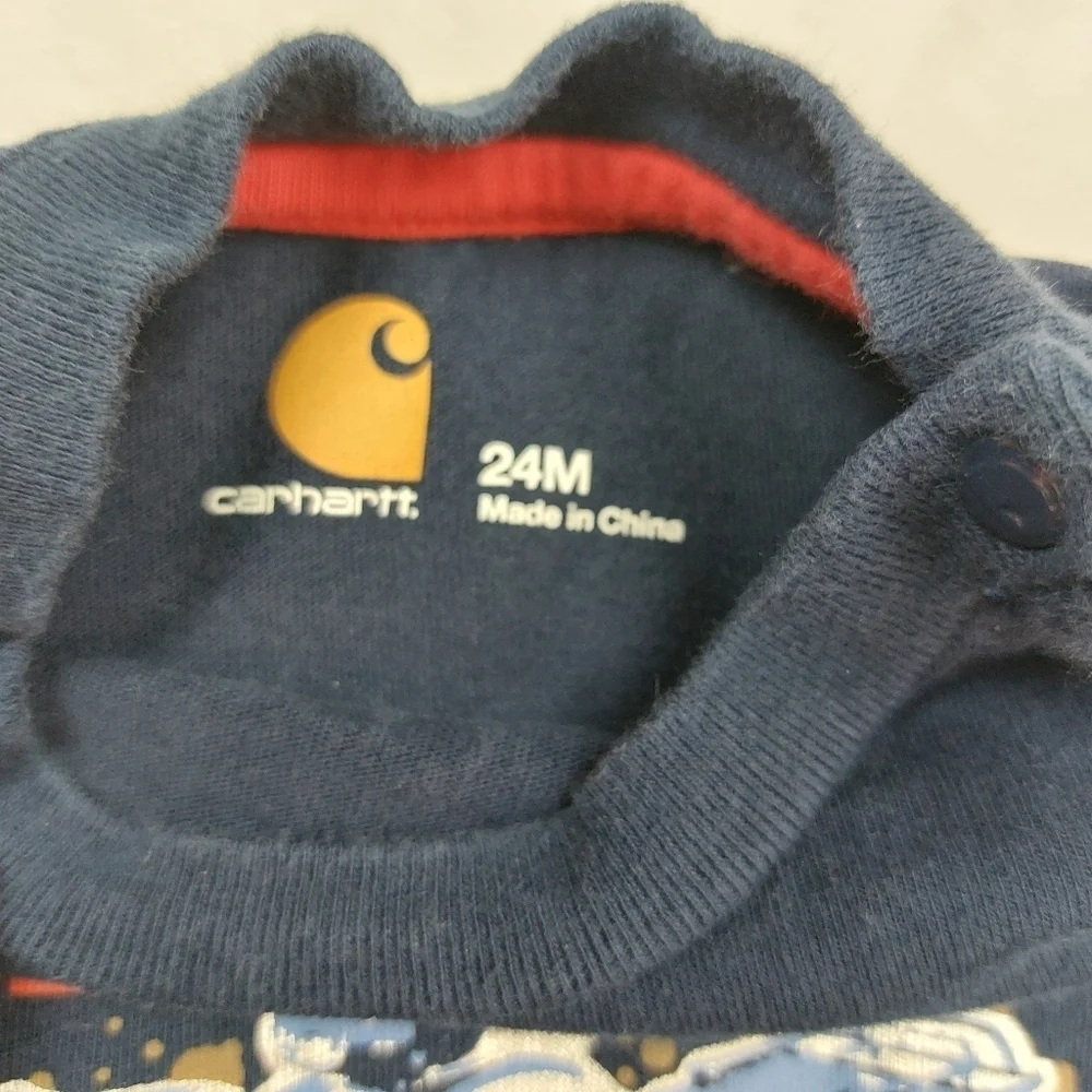 CARHARTT INFANT BOYS BLUE 4 WHEELER TOUGH SHORT SLEEVE BODY SUIT SIZE 24 MTH